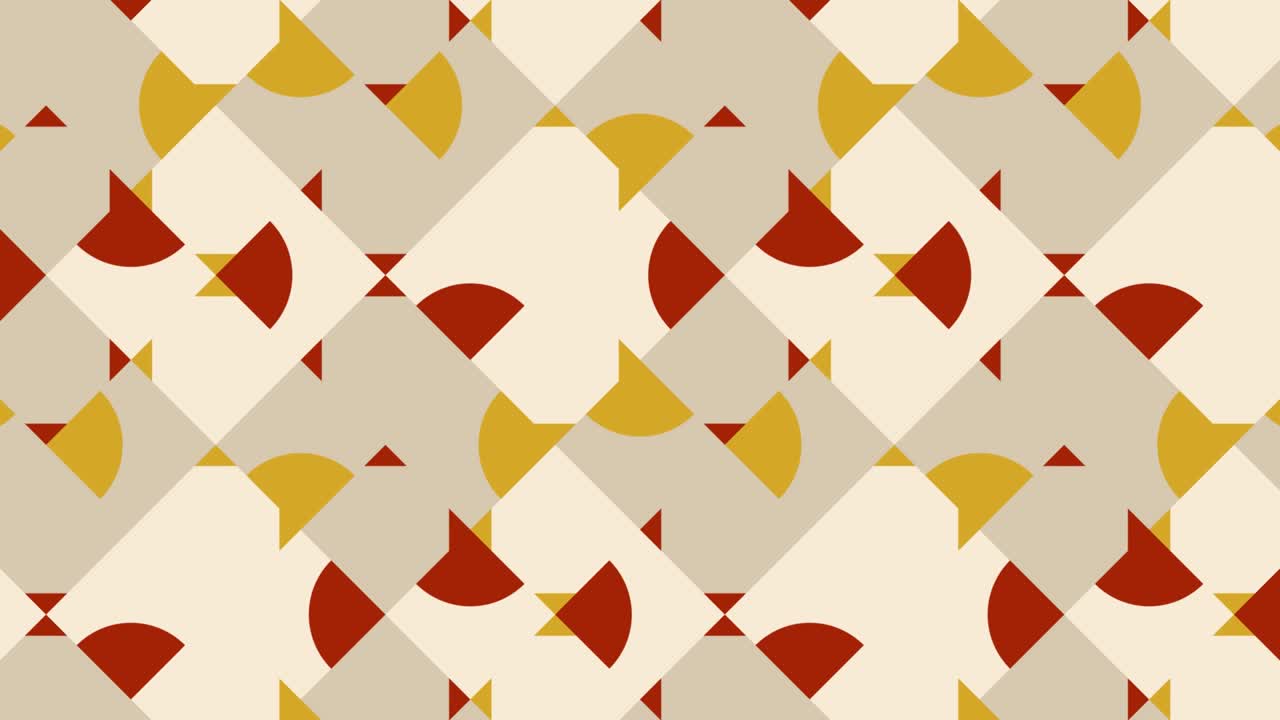 Modern seamless loop animated pattern with multicolor geometric shapes. Trendy motion graphic background in a flat design with geometric elements