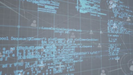 animation of network of connections of user icons and diverse data in digital space