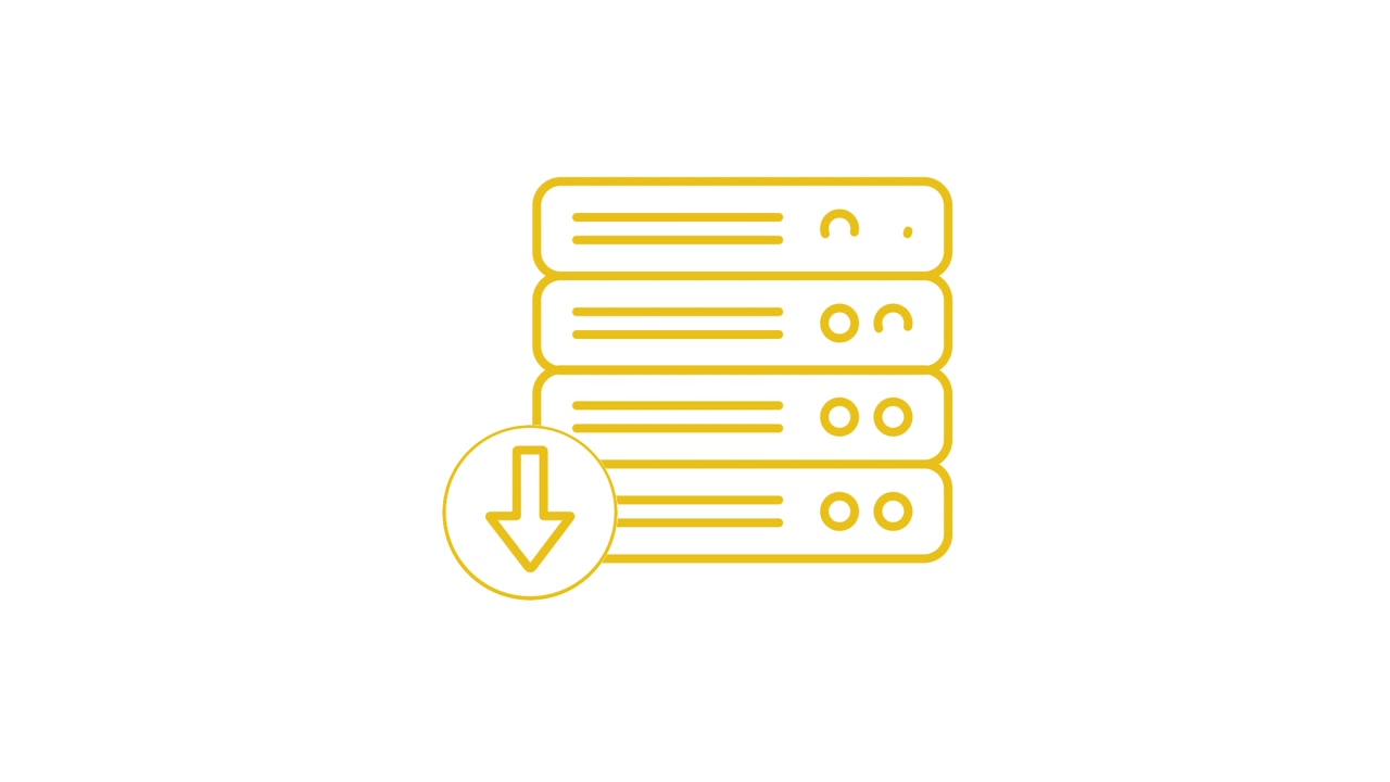 Icona Animata di Download di Dati da un Rack di Server
