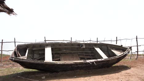 old wooden boat on the shore