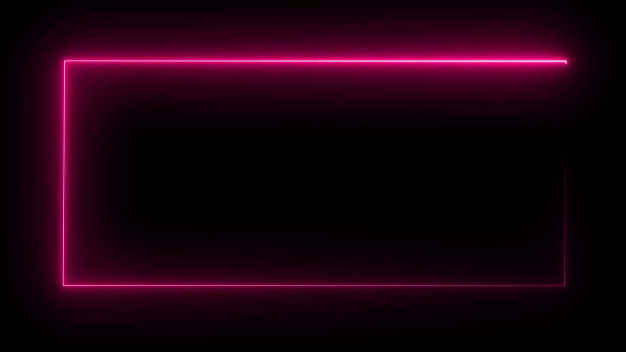 Rainbow color changing cg animation neon square box frame glowing line
