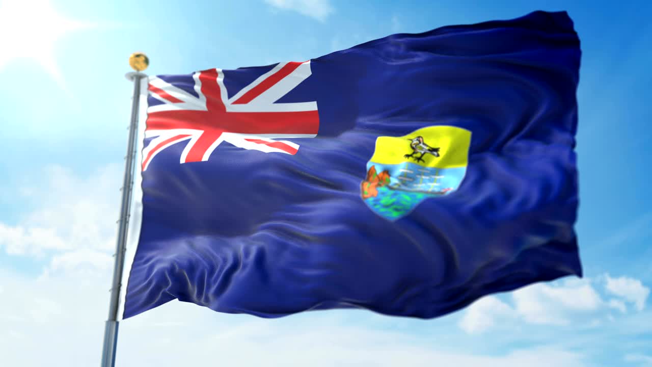 세인트 헬레나 발의 3d 렌더링 영상: 아름다운 섬유 천의 줄이 흔들리고 있습니다.