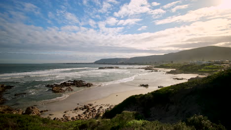 scenic hermanus coastline with picturesque beach at sunset, cape whale coast