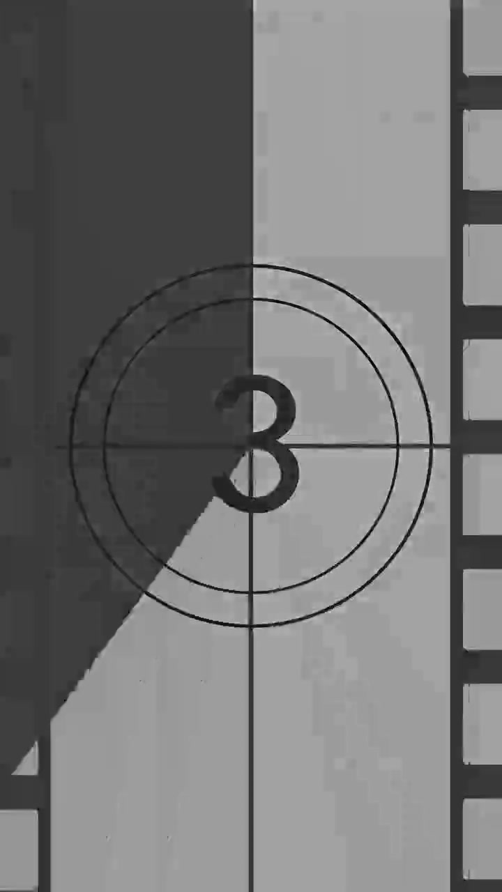 Retro Black and White Film Countdown with Grainy Texture
