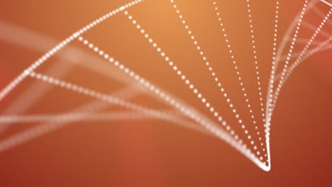 animación de la macro de la cadena de adn girando en el fondo naranja.