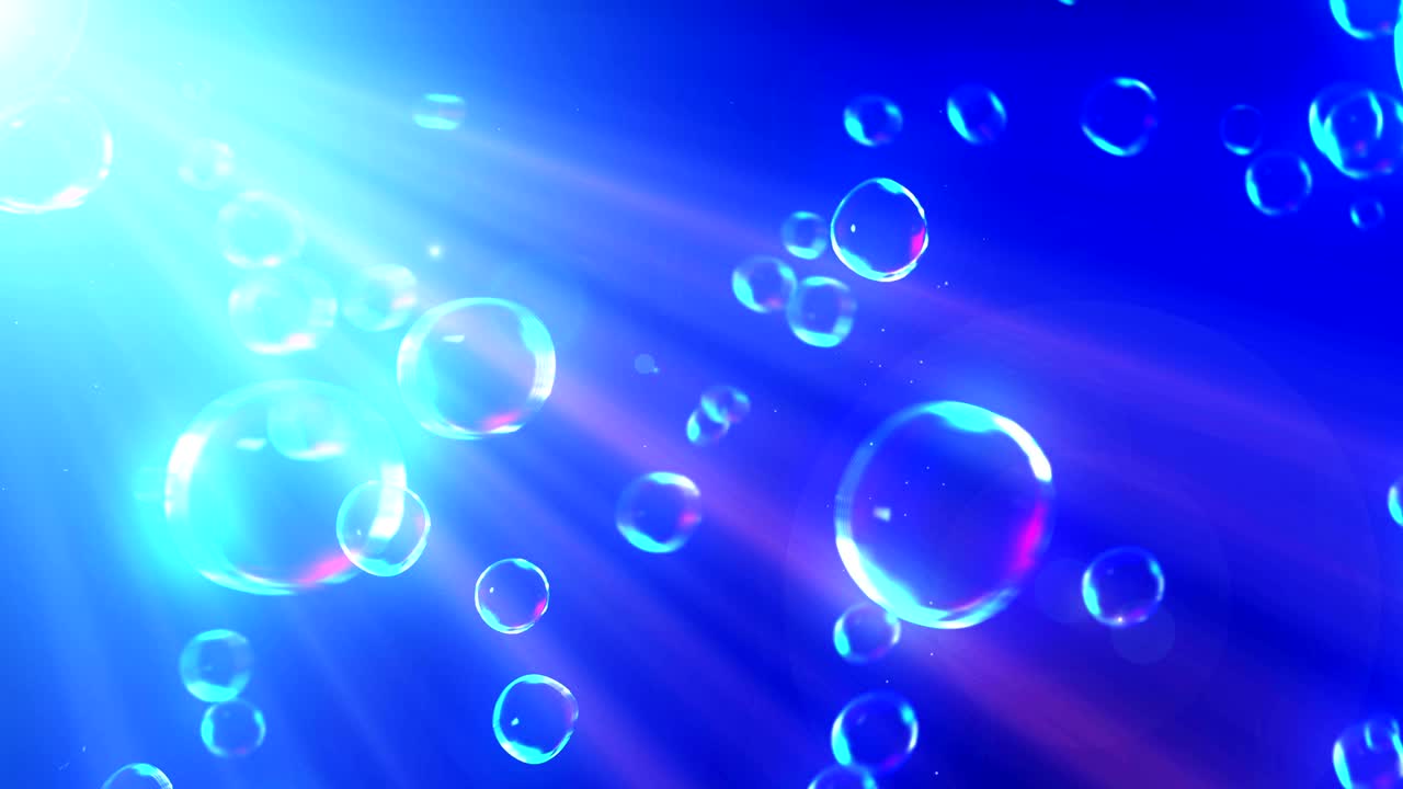 Rainbow bubbles on a blue background, Loop,