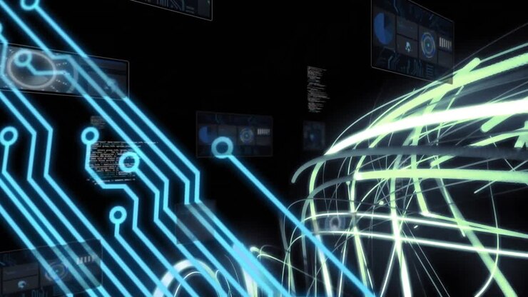 Animation of data processing over light trails