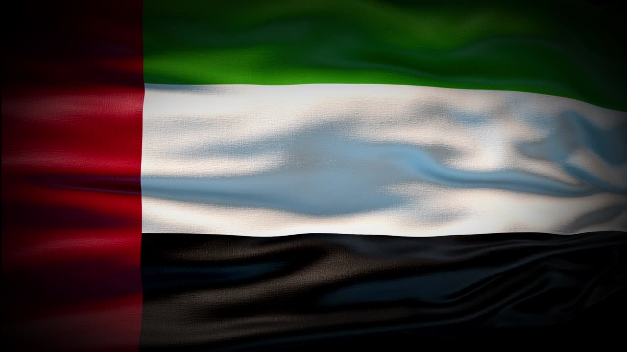 animación bandera de los emiratos árabes unidos está agitando bucle sin costuras. bandera de los emiratos árabes unidos agitando en el viento. realista 4k bandera nacional de los emirados árabes unidos de primer plano.