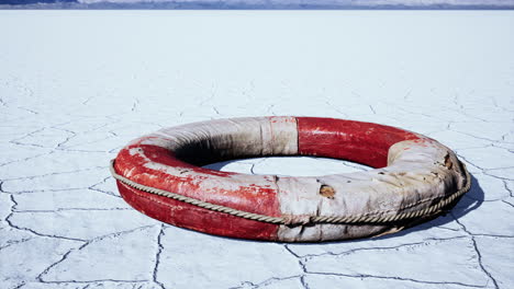 very old abandoned grungy lifebuoy