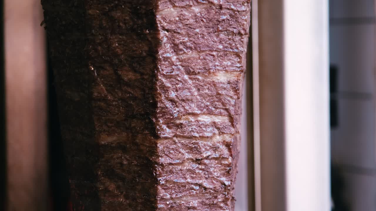 A street restaurant of Turkish kebab. Doner Kebab on Turnspit cooking