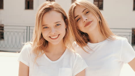 two happy women outdoors