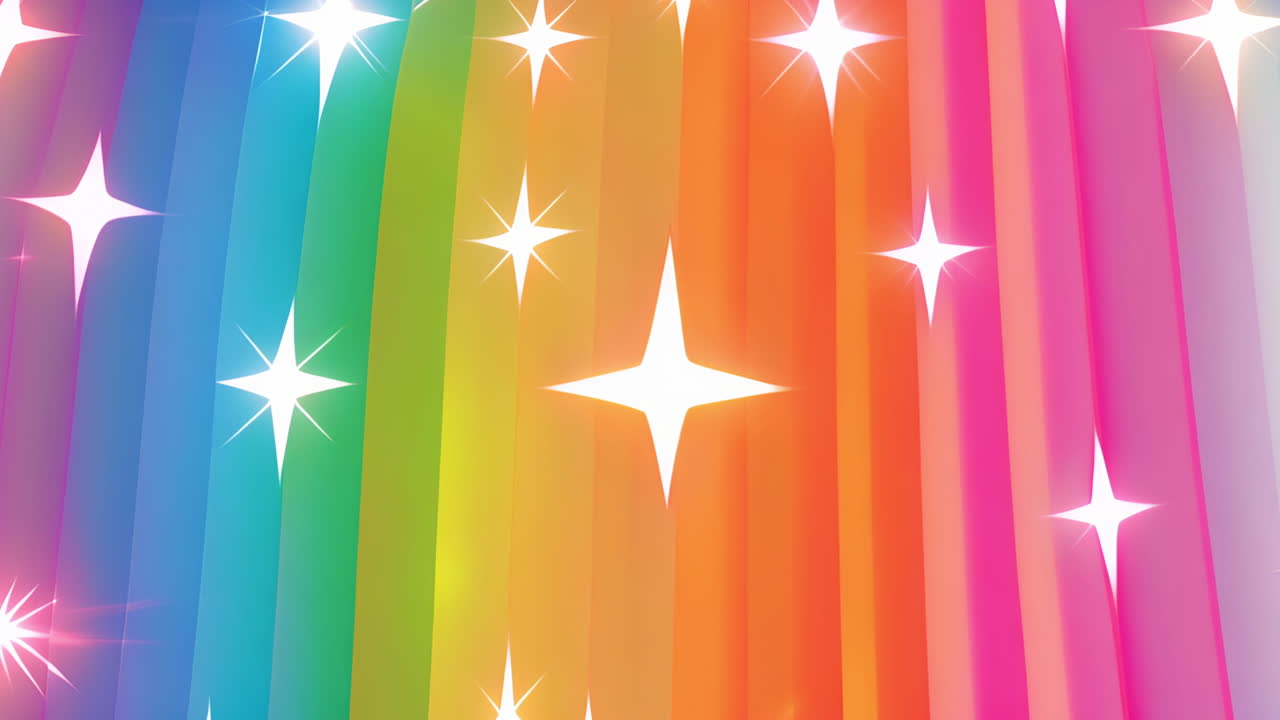 반이는 별이 있는 다채로운 무지개 줄무 애니메이션