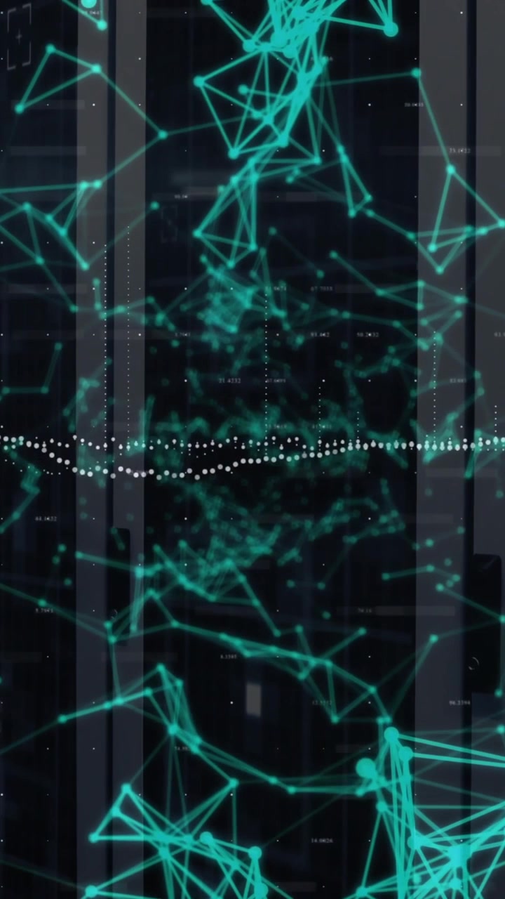 Animation of network of connections data processing over computer servers