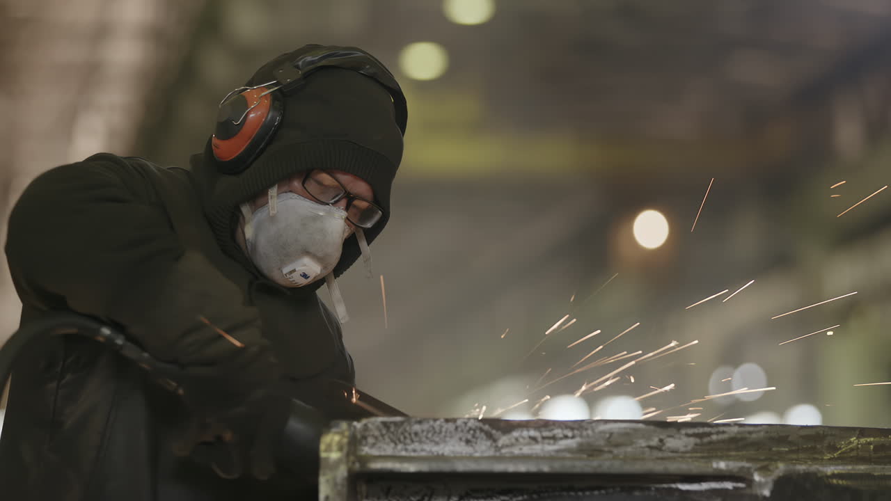 금속을 는 공장 노동자