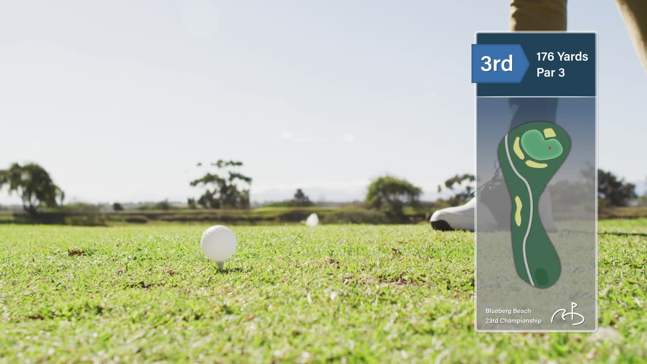 Caucasian male golfer competes in a televised golf event, showcasing an active lifestyle.