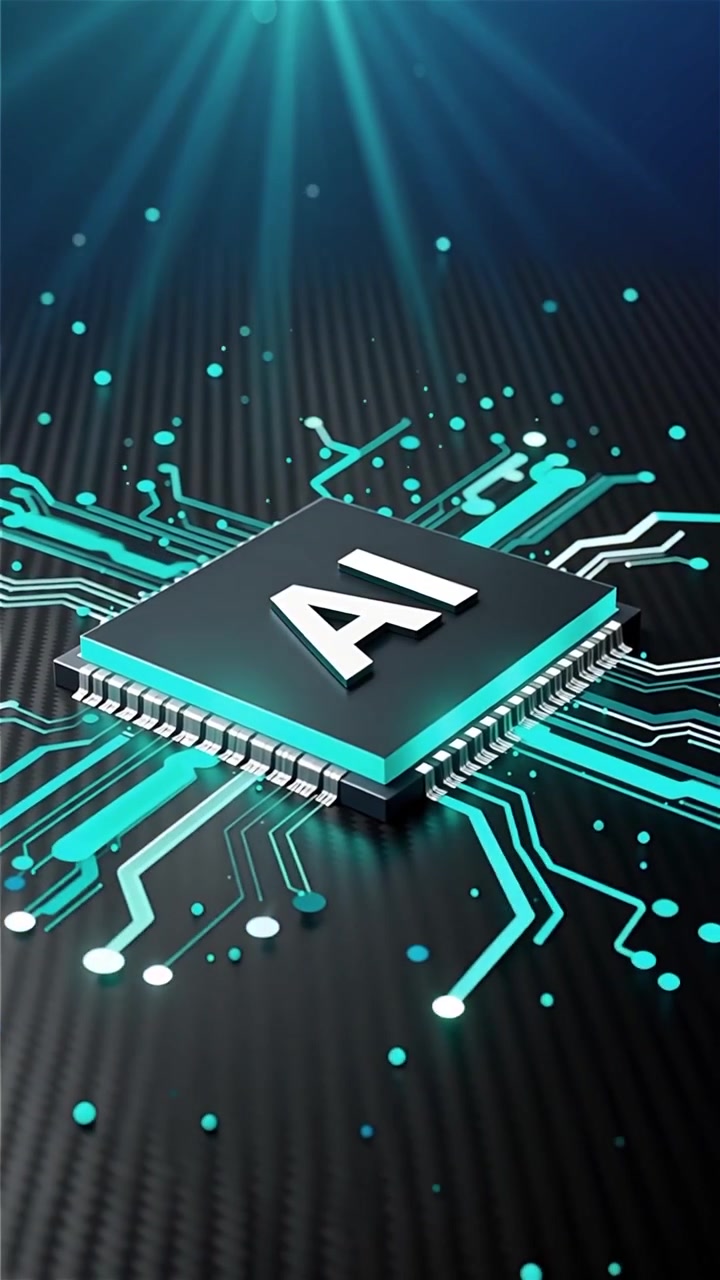 Futuristic AI Chip Motherboard Technology Background