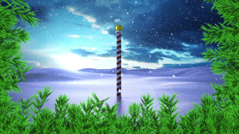 animación de la nieve cayendo sobre el paisaje de invierno