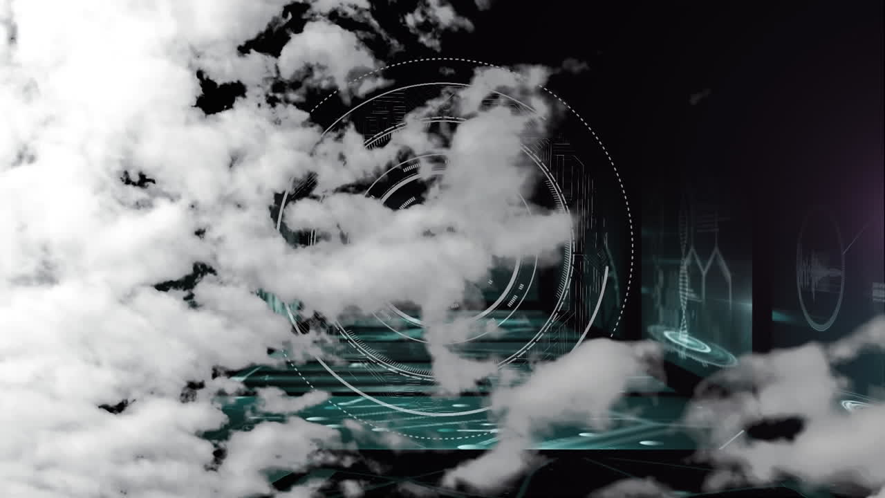 범위 스캔과 데이터 처리를 통해 구름의 애니메이션 검은 바탕