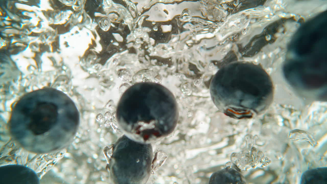 블루베리가 물에 어지고