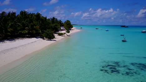 top view of secluded beach of the bahamas on shore of turquoise sea