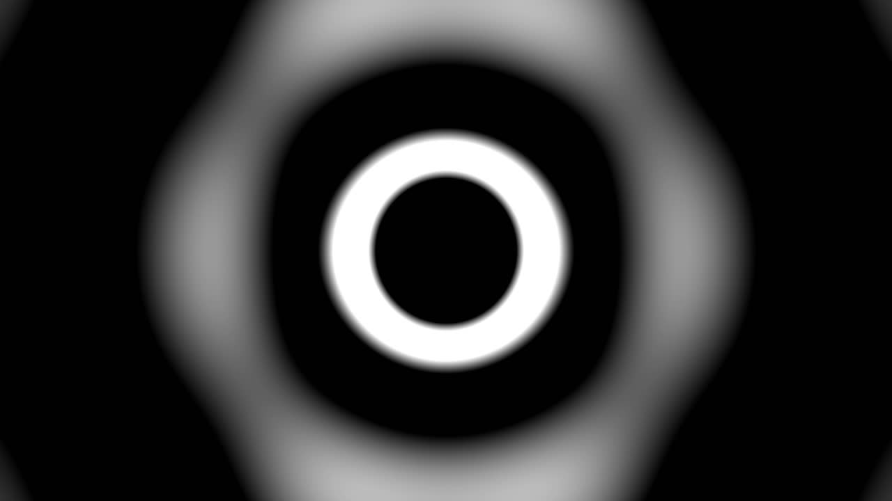 Abstract Circle Pulsing and Creating Waves. Hypnotic Psychedelic Clip on Black Background