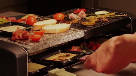 french swiss or spanish restaurant with traditional tapas food, spanish cuisine, delicious tapas and cheese plate, bruschetta with cheese, olives dry tomatoes and tasty sandwich bar appetizer, buffet