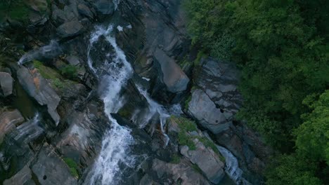 Above-View-Of-Mae-Klang-Waterfall-Cascading-Over-Rocks-In-Ban-Luang,-Chom-Thong,-Thailand