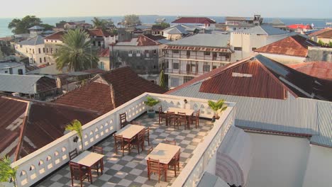 an overview establishing shot of stonetown zanzibar