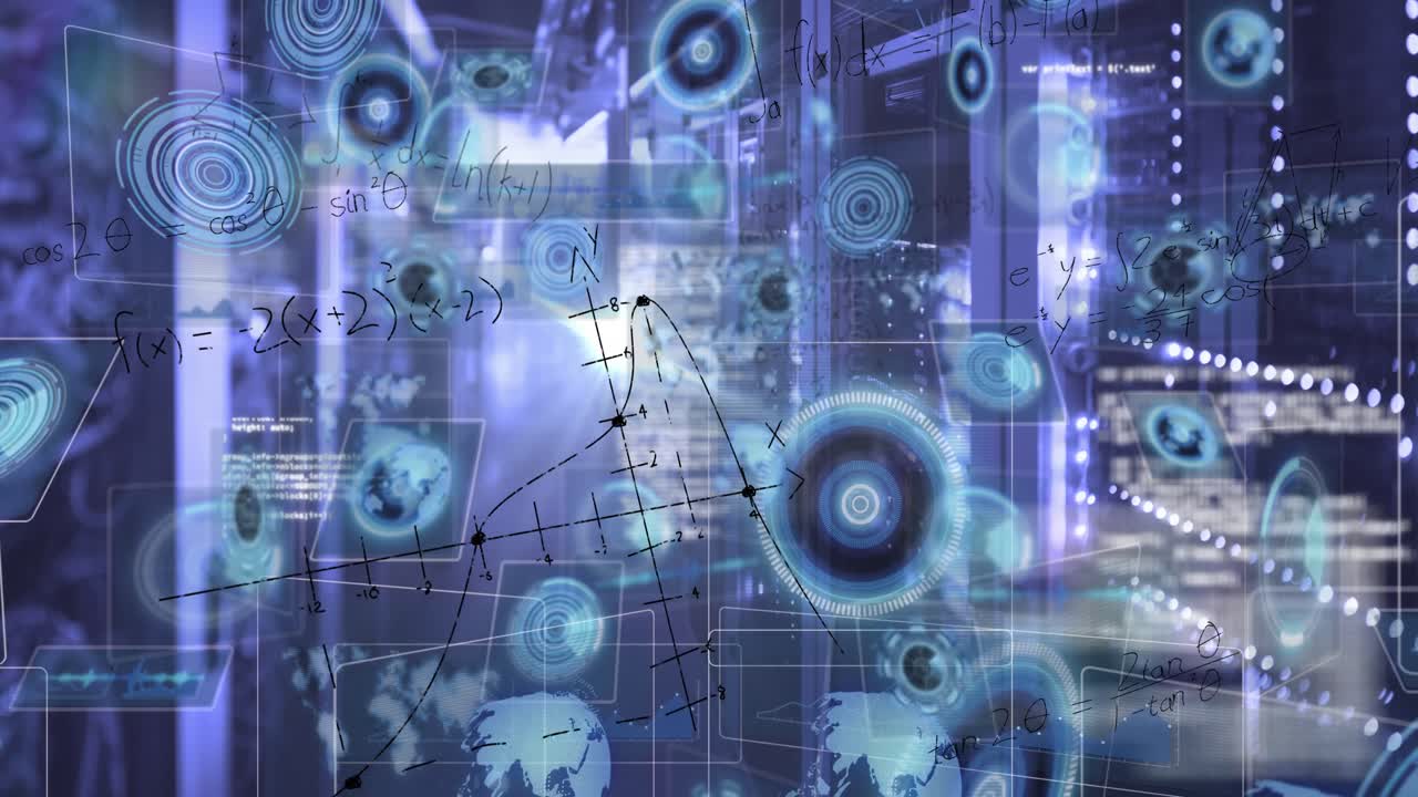 Animation of data processing over server room