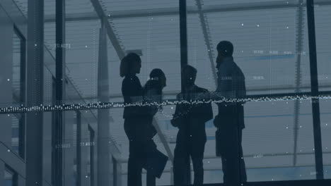 animation of financial data processing over business people