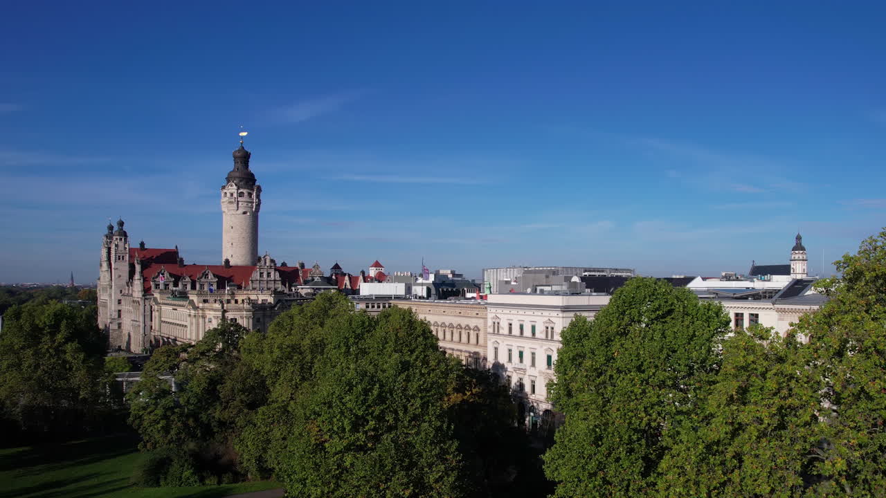 Leipzig, Germany Establishing Drone Shot