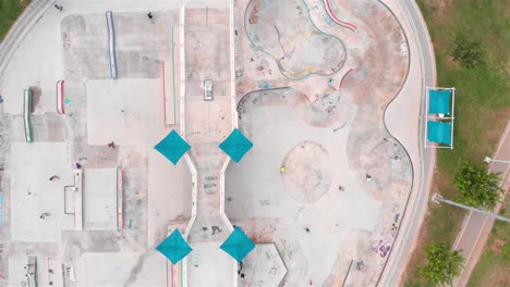aerial view of a skate park