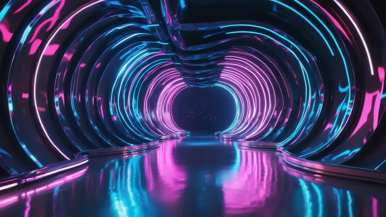 Neon Glow Tunnel: Futuristic Sci-Fi Abstract Background