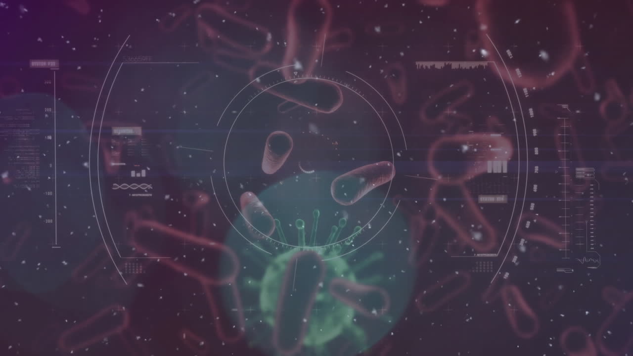 스 ⁇  스캐닝 및 거대 박테리아 또는 코로나 19 세포의 애니메이션