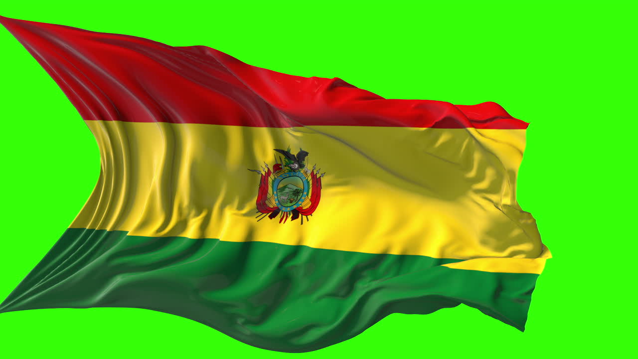 Waving Flag of Bolivia with Green Screen Background