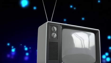 검은색 배경에 떨어지는 반점 위에 tv의 애니메이션
