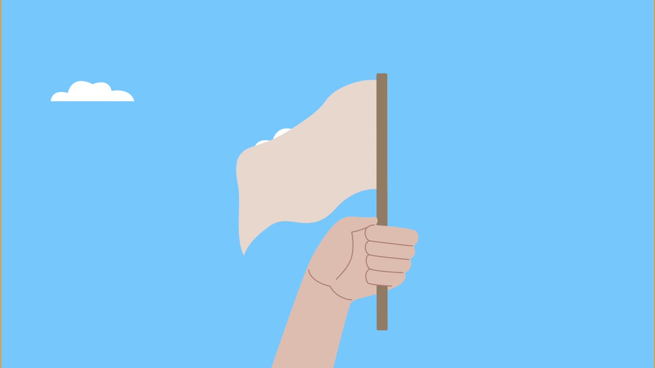 human rights awareness animation with hand waving flag
