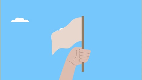 human rights awareness animation with hand waving flag