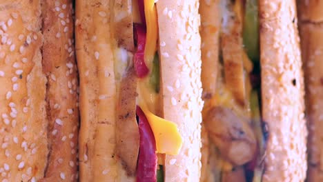 close-up of chicken and cheese sandwiches