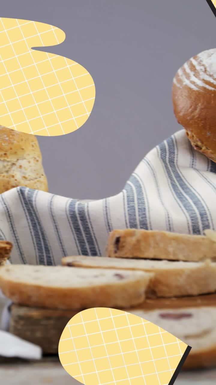 animación de guantes amarillos cayendo sobre el pan