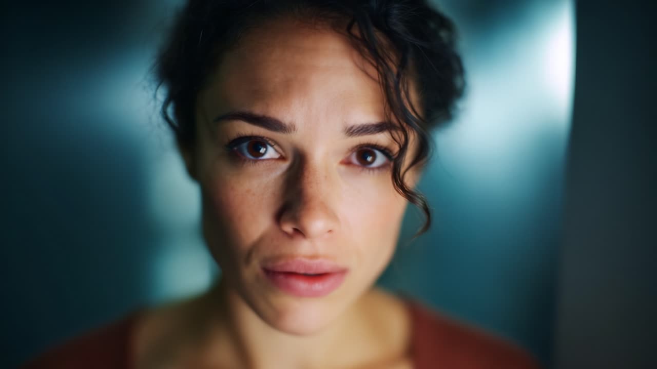 A Portrait of Emotional Introspection: A Woman Grapples with Her Inner Thoughts and Feelings in a Moment of Vulnerability and Reflection on Her Identity and Experience