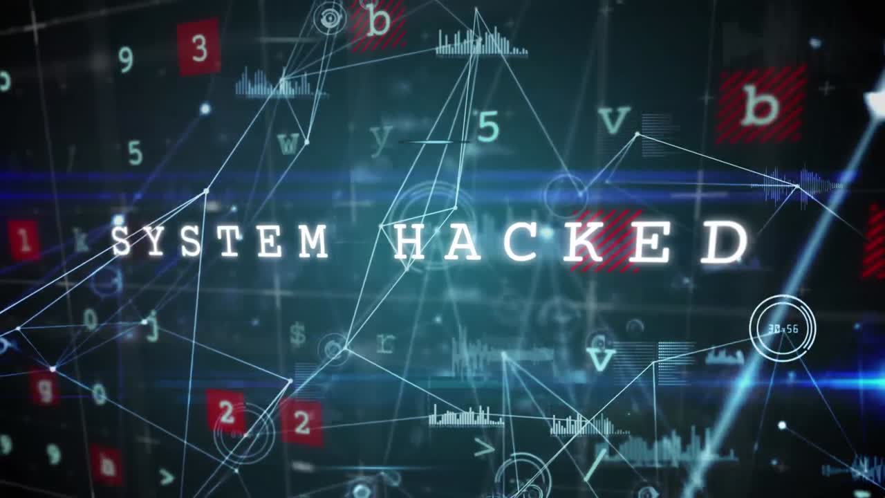 Cyber security concept texts against data processing