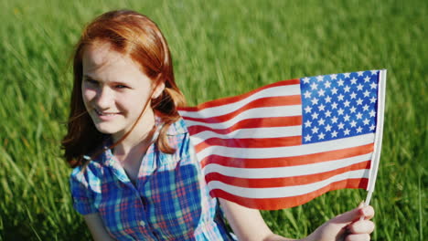 attractive red-haired teenage girl with the american flag 2