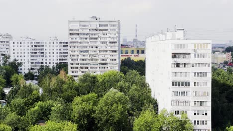 moscow, russia - residential housing apartments and soviet buildings - sleeping district in the north of the capital near babushkinskaya in summer 2022