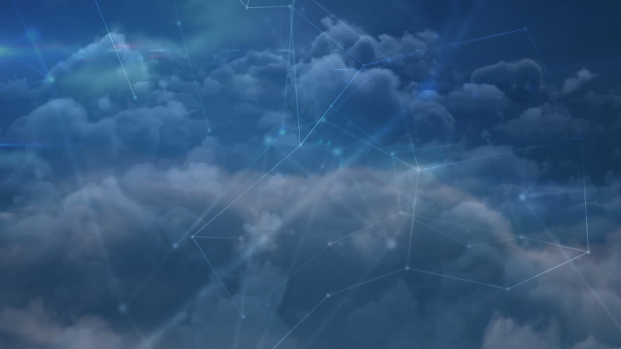 animación de la red de conexiones en el cielo