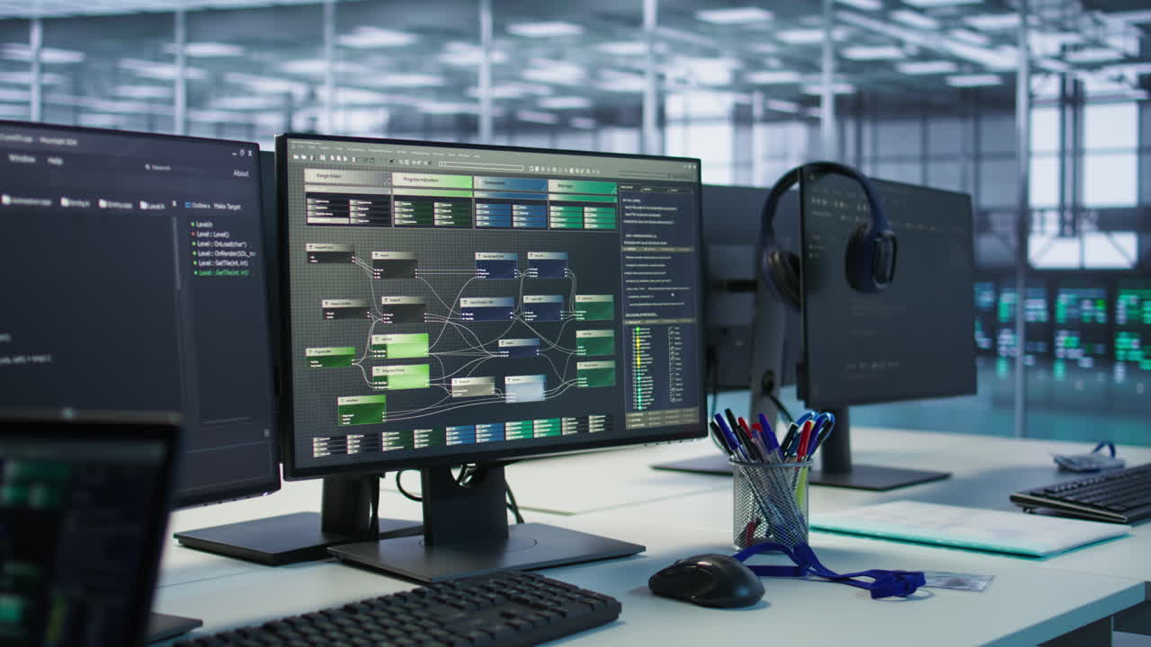 espacio de trabajo moderno de la sala de control