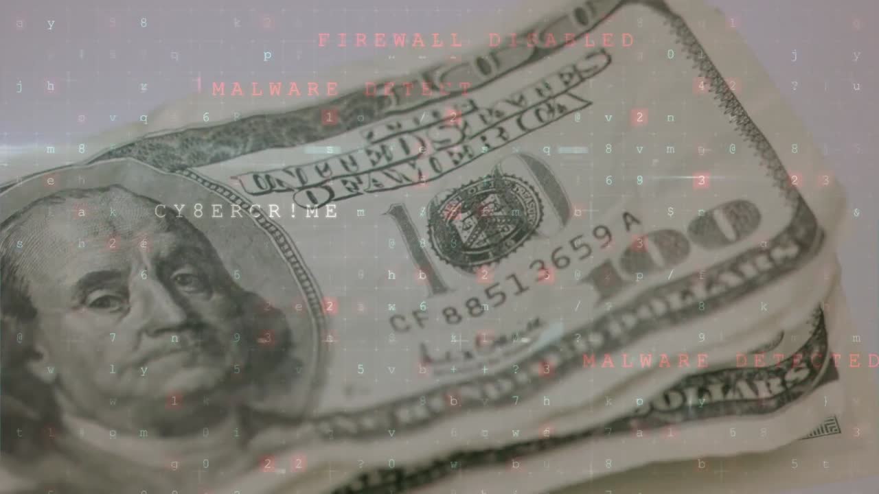 은행권 위에서 움직이는 데이터 처리의 애니메이션