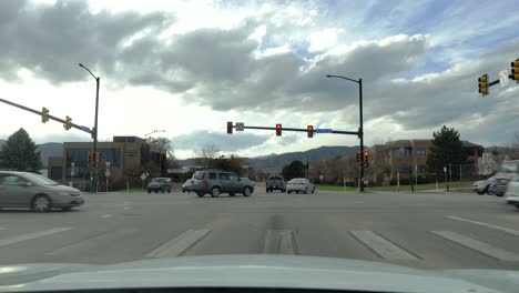 pov footage of traffic flow at an intersection