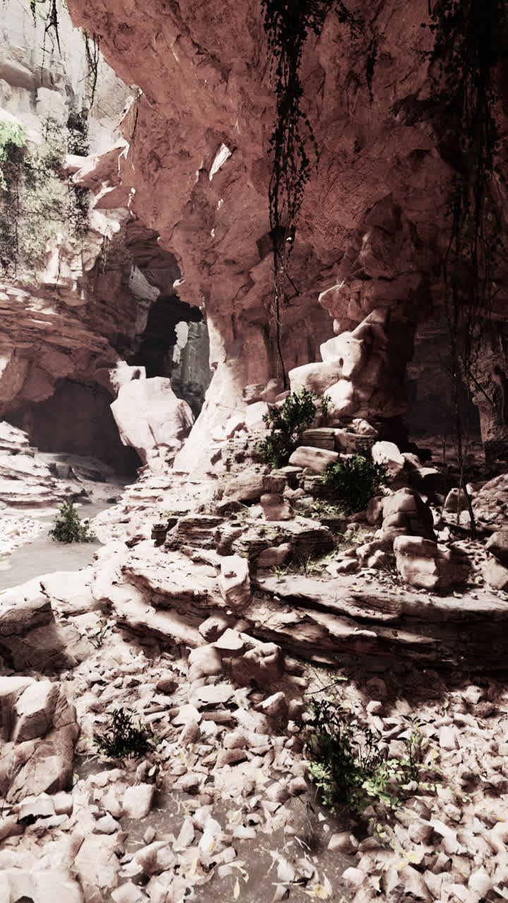 una formación de cueva escarpada y dramática en un cañón