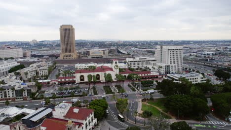 Toma-De-Drone-Del-Edificio-Union-Station-De-Los-Ángeles